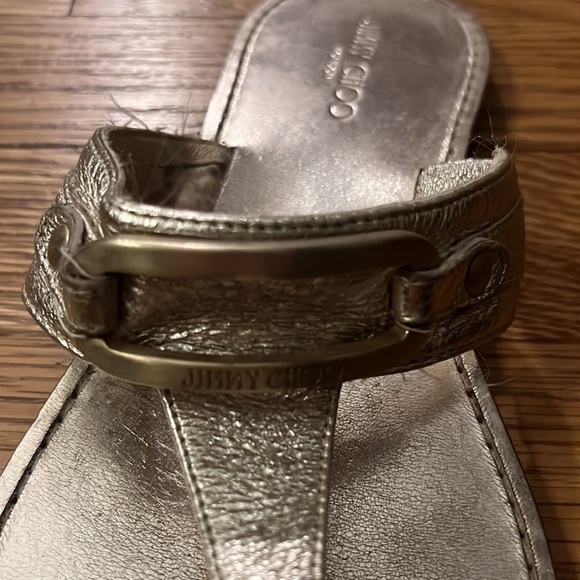 Gold Leather Jimmy Choo Sandals - Picture 3 of 4